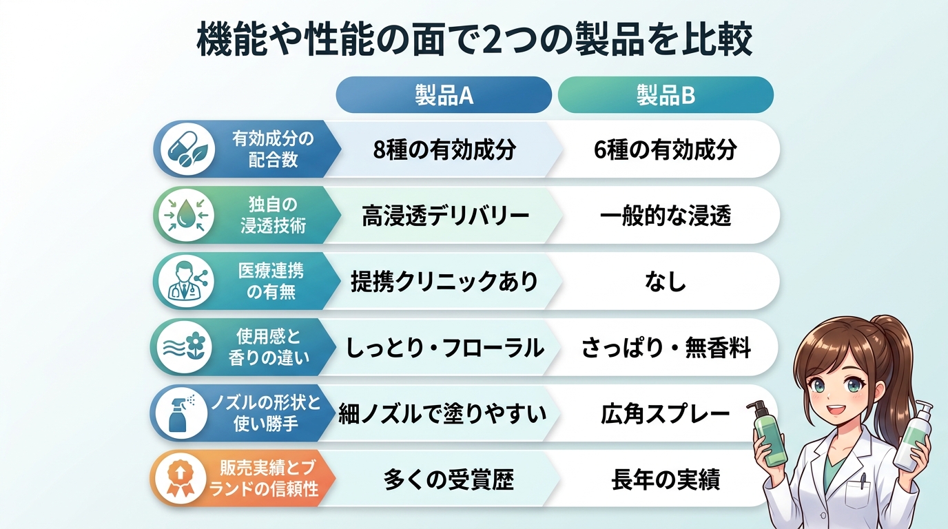 機能や性能の面で2つの製品を比較