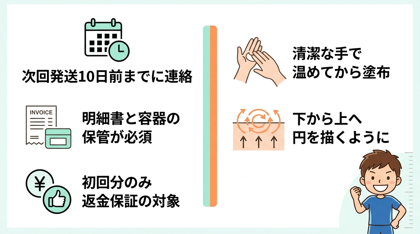 公式サイトでの定期解約と効果的なマッサージ