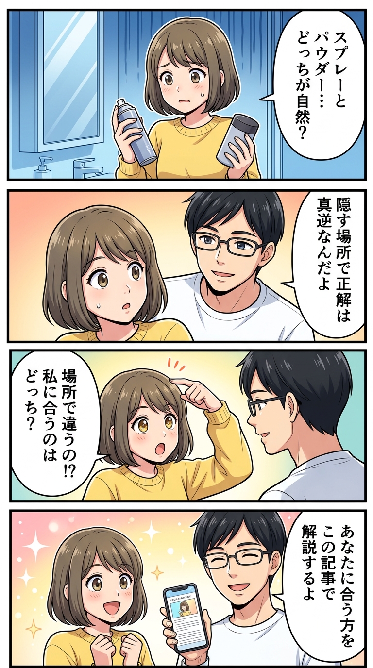 薄毛 隠しスプレー パウダー どっち