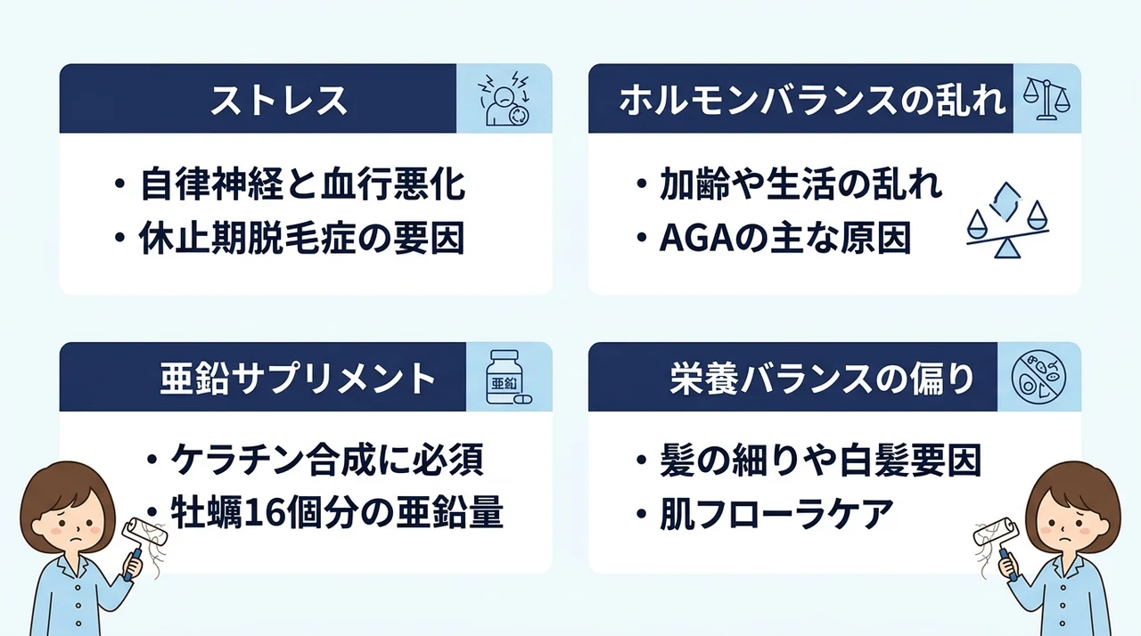 抜け毛や白髪が増える主な生活習慣
