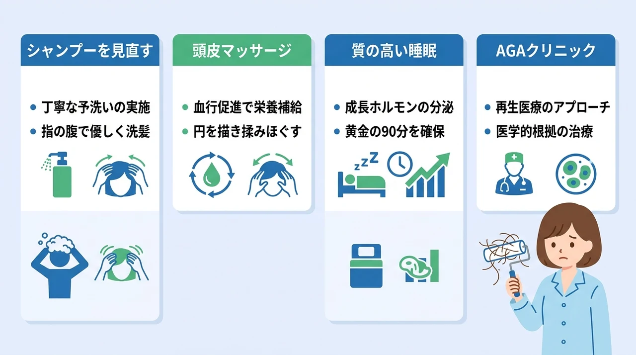 自宅で実践できる抜け毛の改善方法