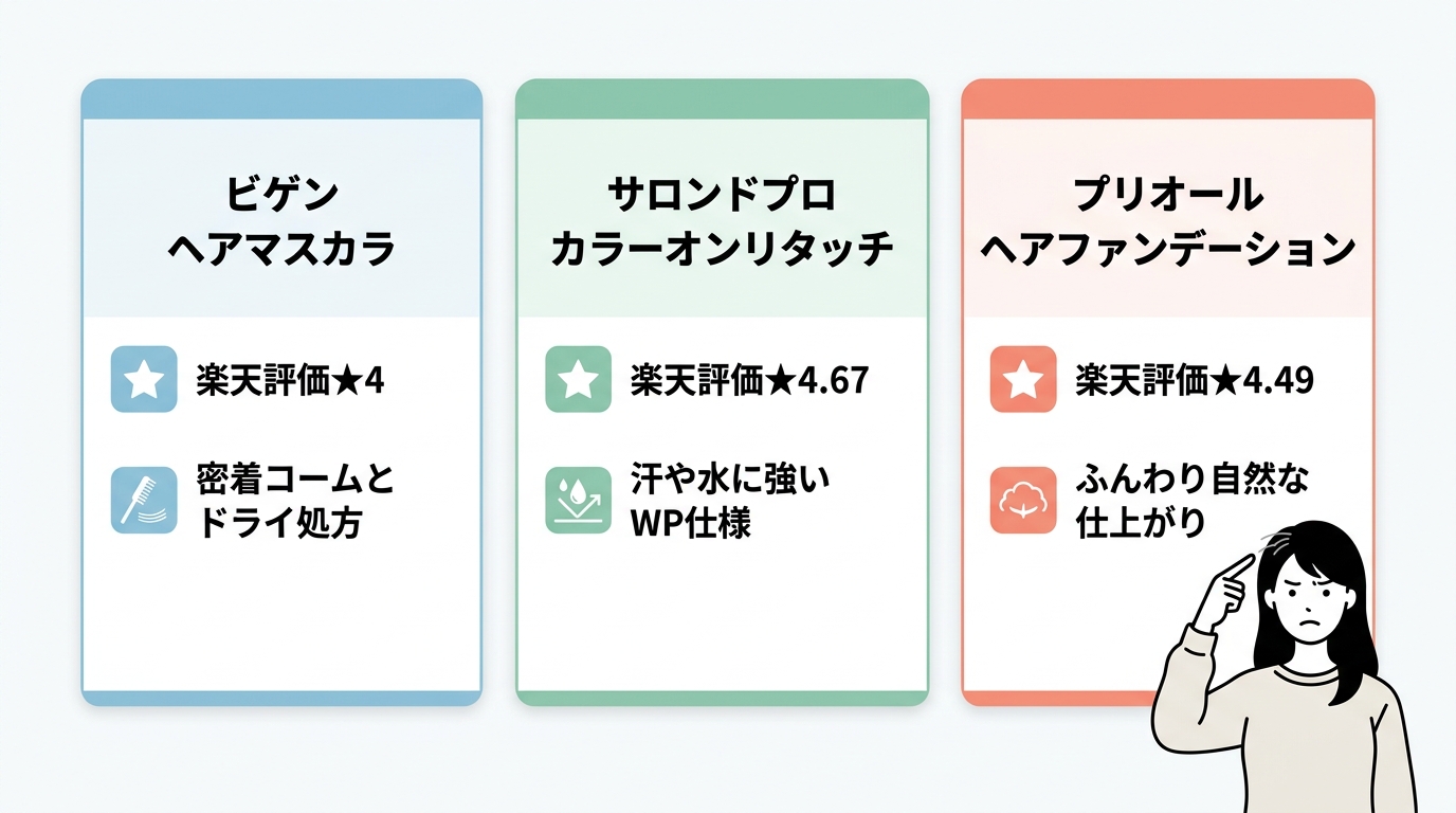 外出先で白髪を1分で隠すポイントケア3選