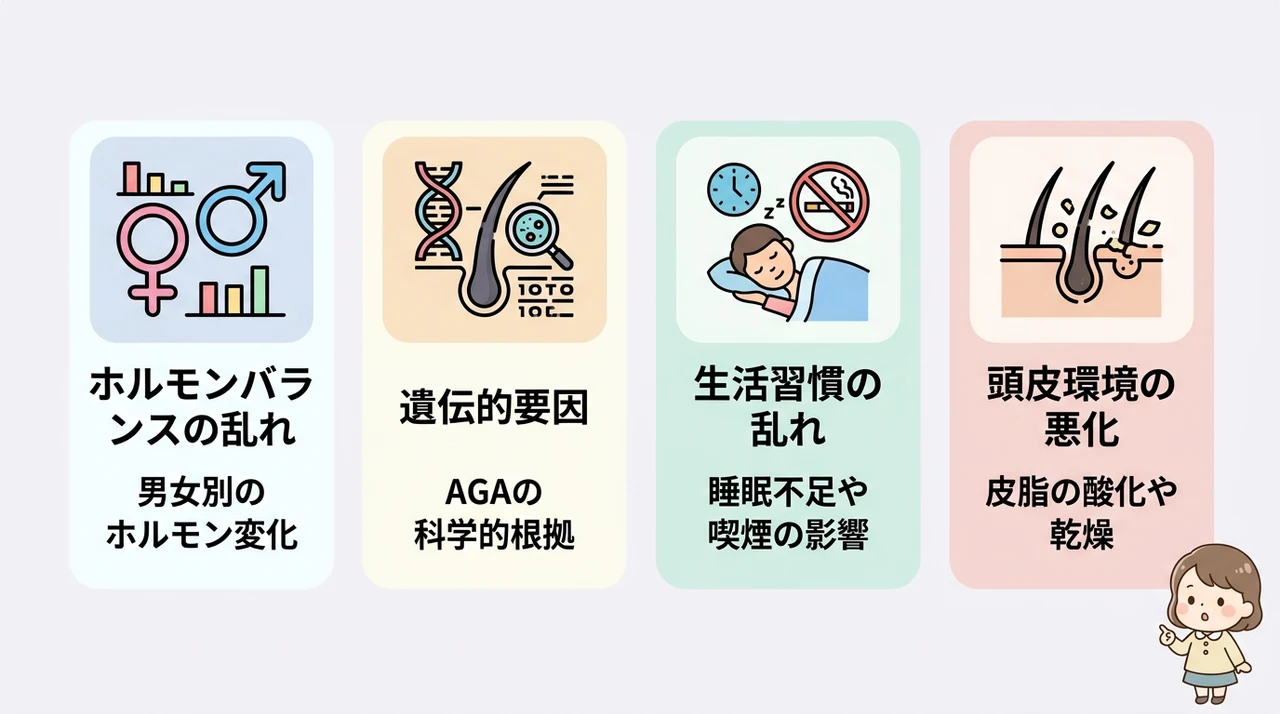 抜け毛や白髪を招く薄毛の主な原因
