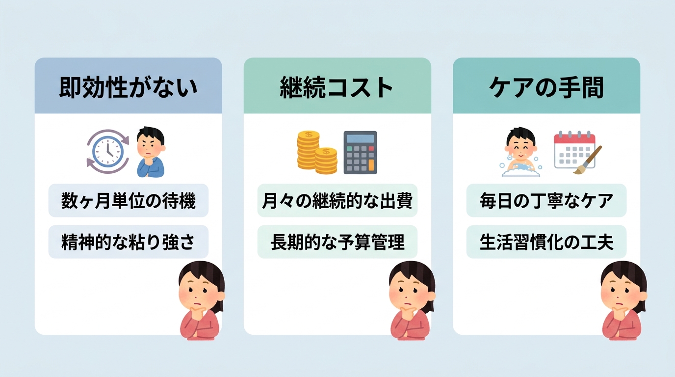 薄毛のセルフケアにおけるデメリット3つ