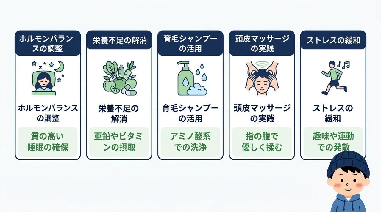 抜け毛や白髪を改善するための原因と対策