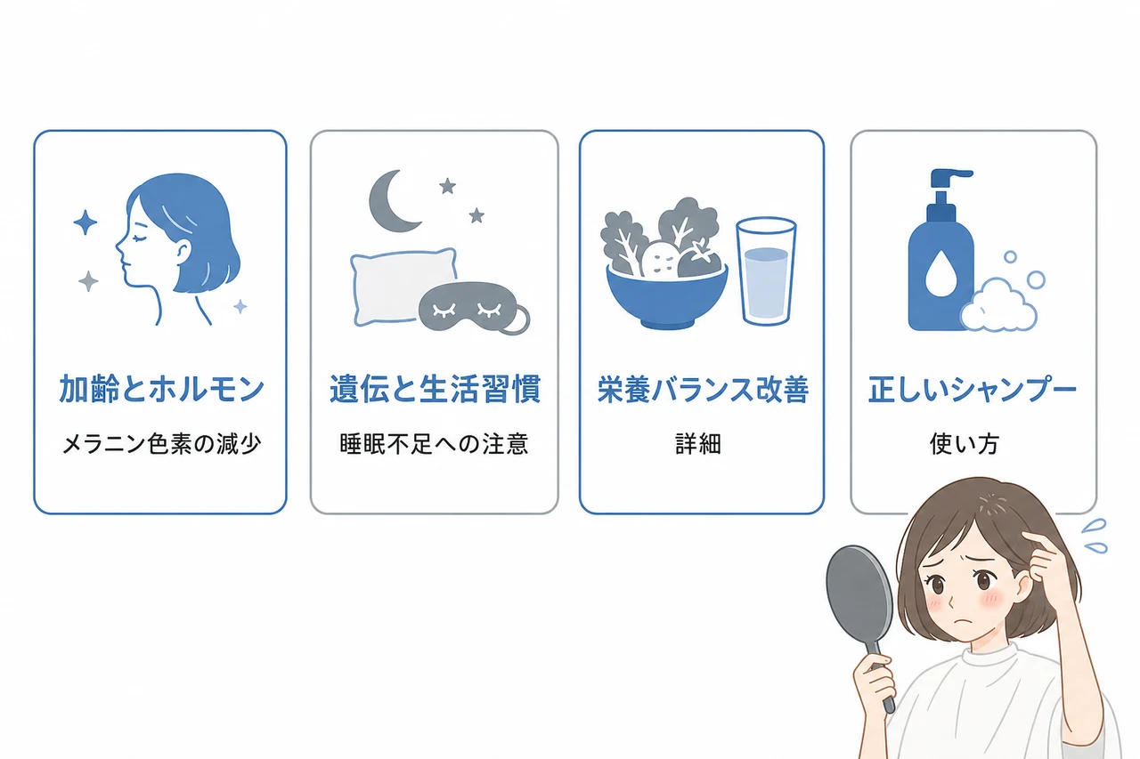 白髪や抜け毛が発生する原因と日々の対策