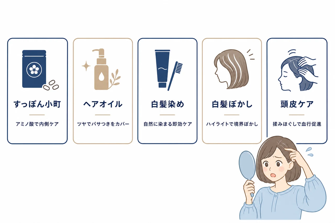 白髪を隠し予防する具体的な対策5つ