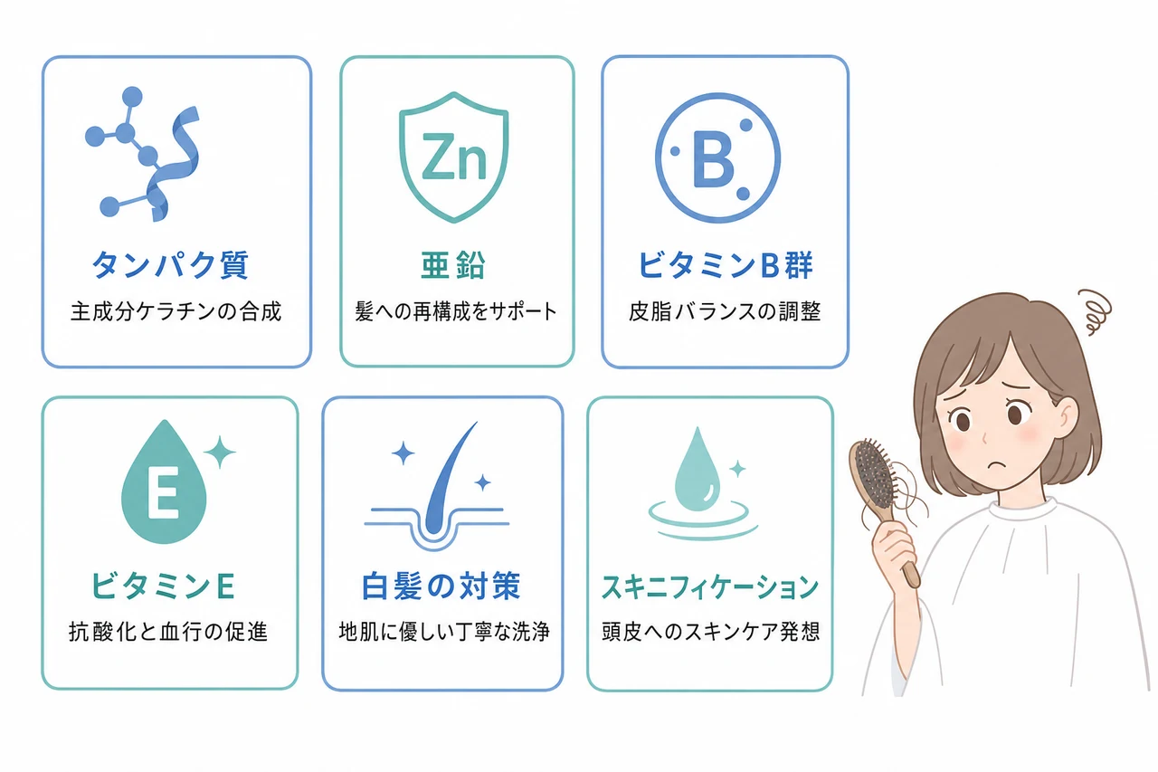 抜け毛や白髪を改善する正しいケアと栄養