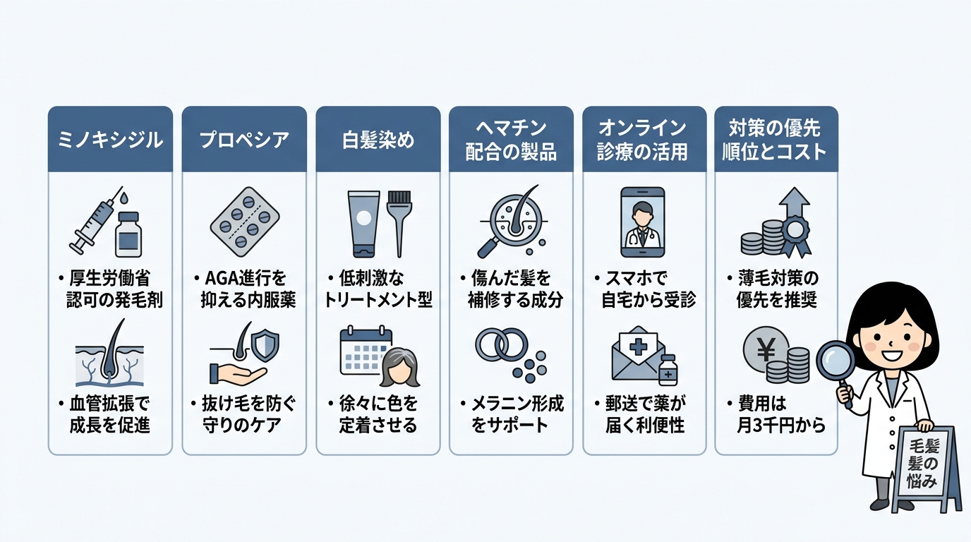 若さを維持する薄毛と白髪のケア方法