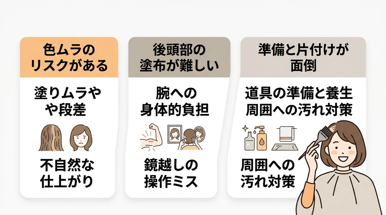 セルフカラーで白髪の根元だけを染めるデメリット3つ