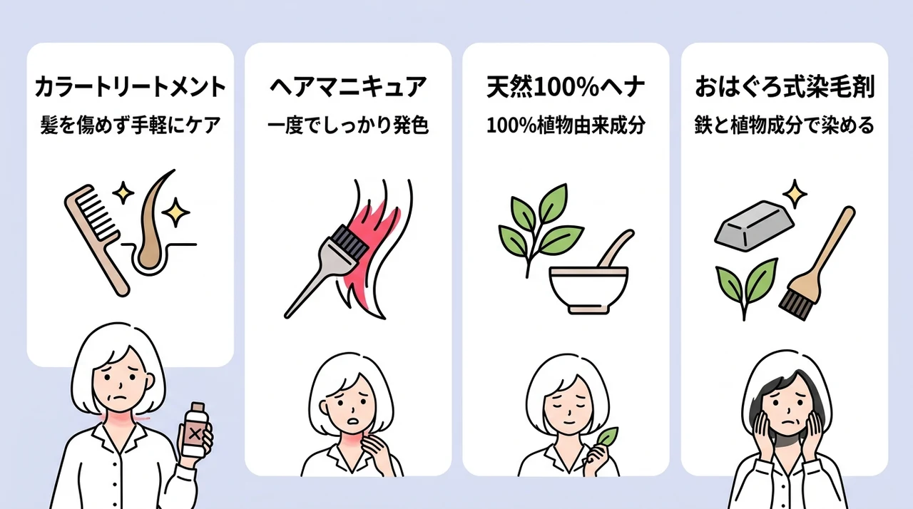 発症後に安全に白髪を染める代替品の選び方
