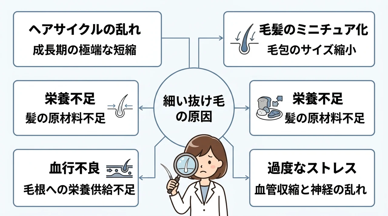 細い抜け毛が増える原因とAGAの関連性