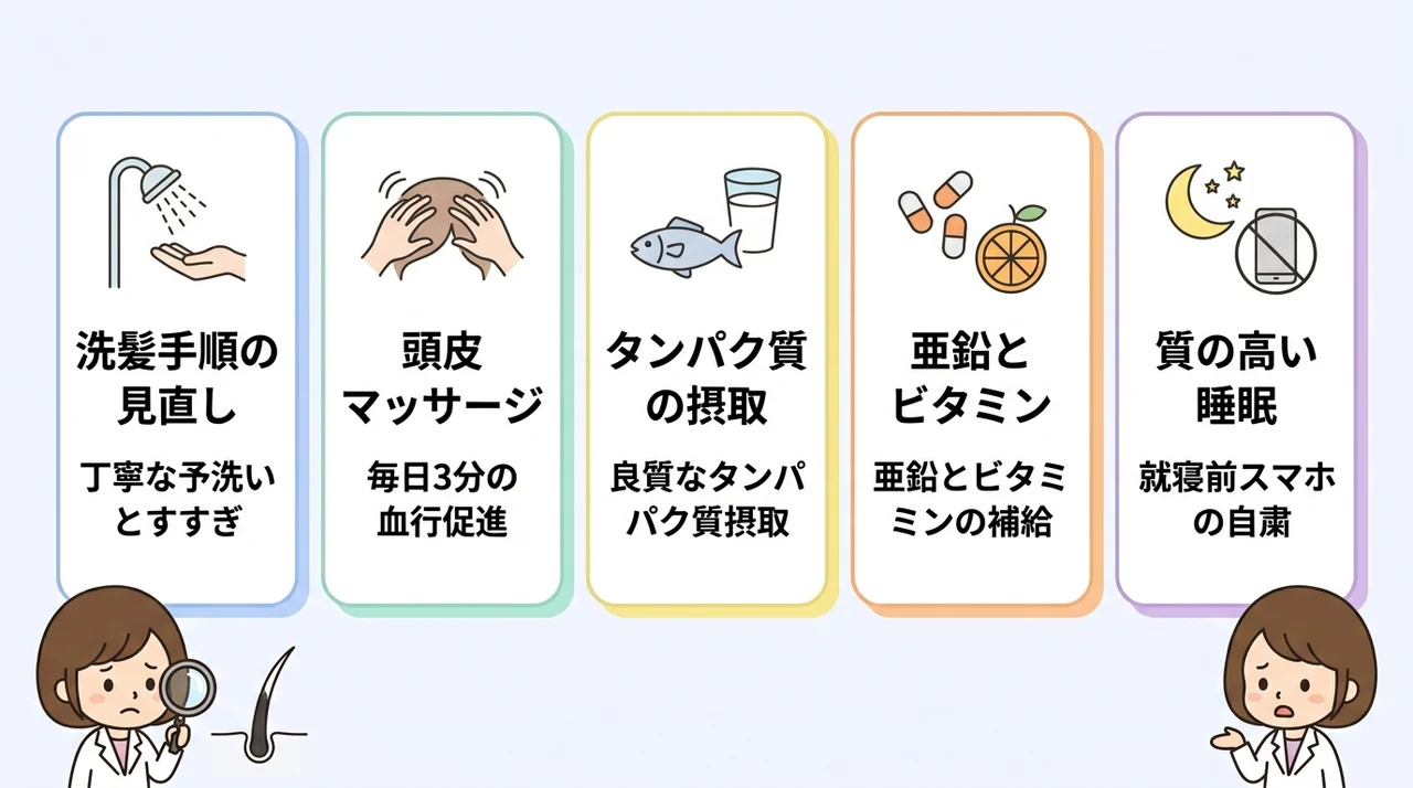 抜け毛を抑えるための正しいセルフケア