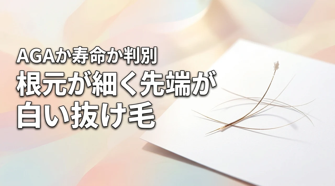 抜け毛の根元が細いし先端が白いのはAGA?寿命の短い毛の正しい判別基準とは