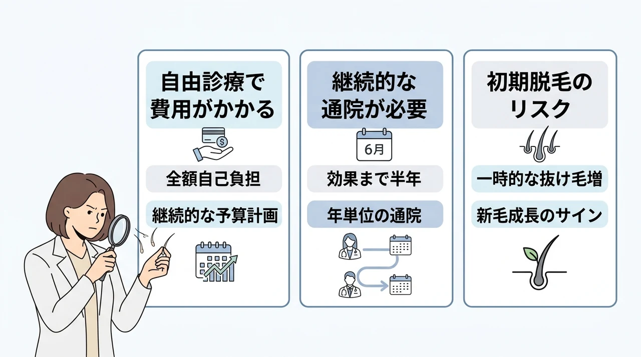 専門機関での抜け毛治療に関するデメリット