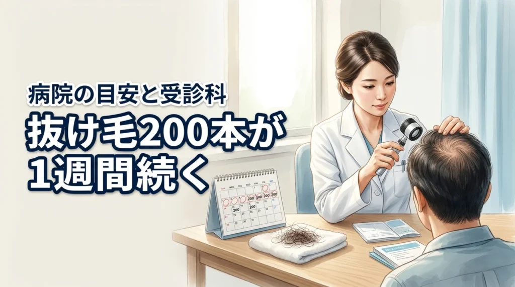 【抜け毛が200本】1週間続くのは異常？病院の目安や何科に行くべきか判別