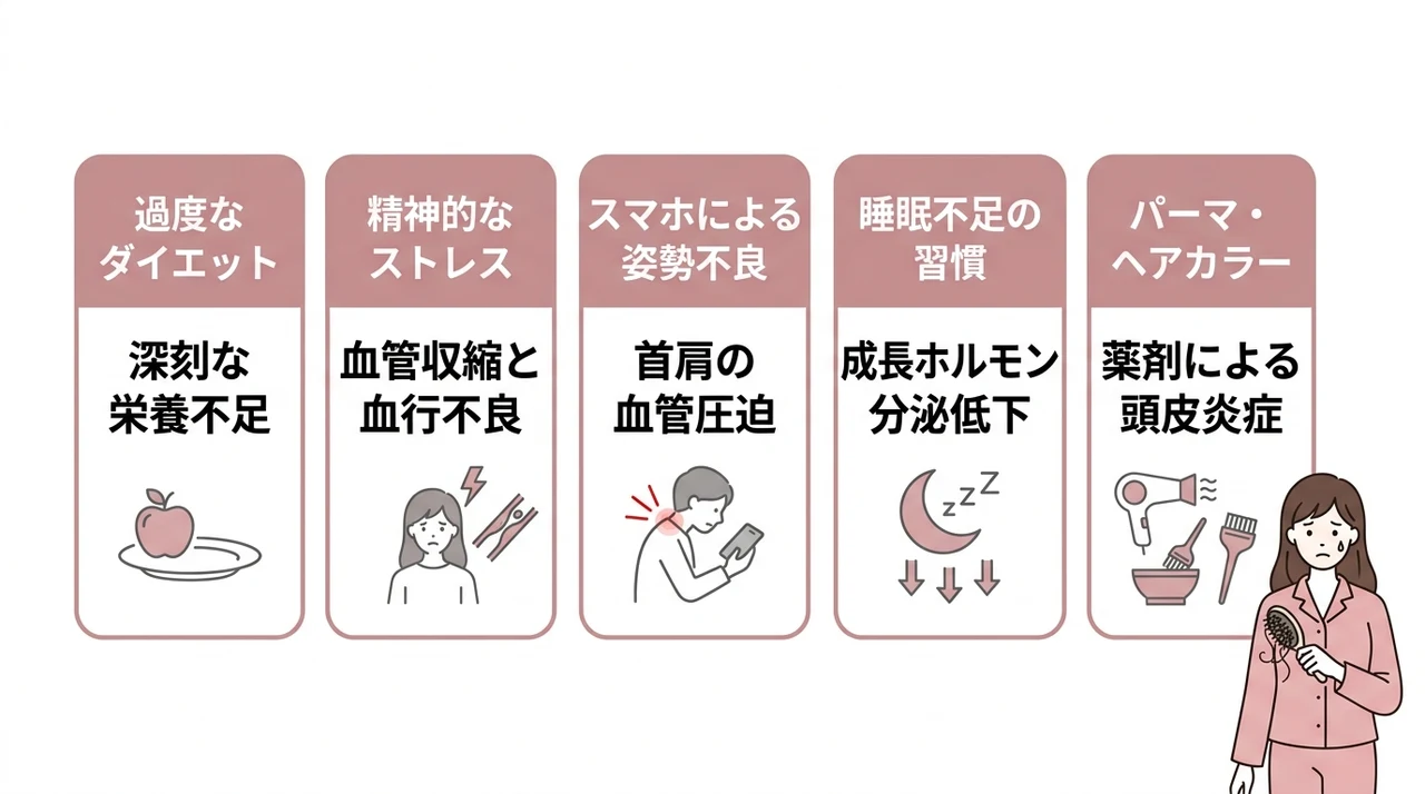 20代女性に抜け毛が増える5つの主な原因