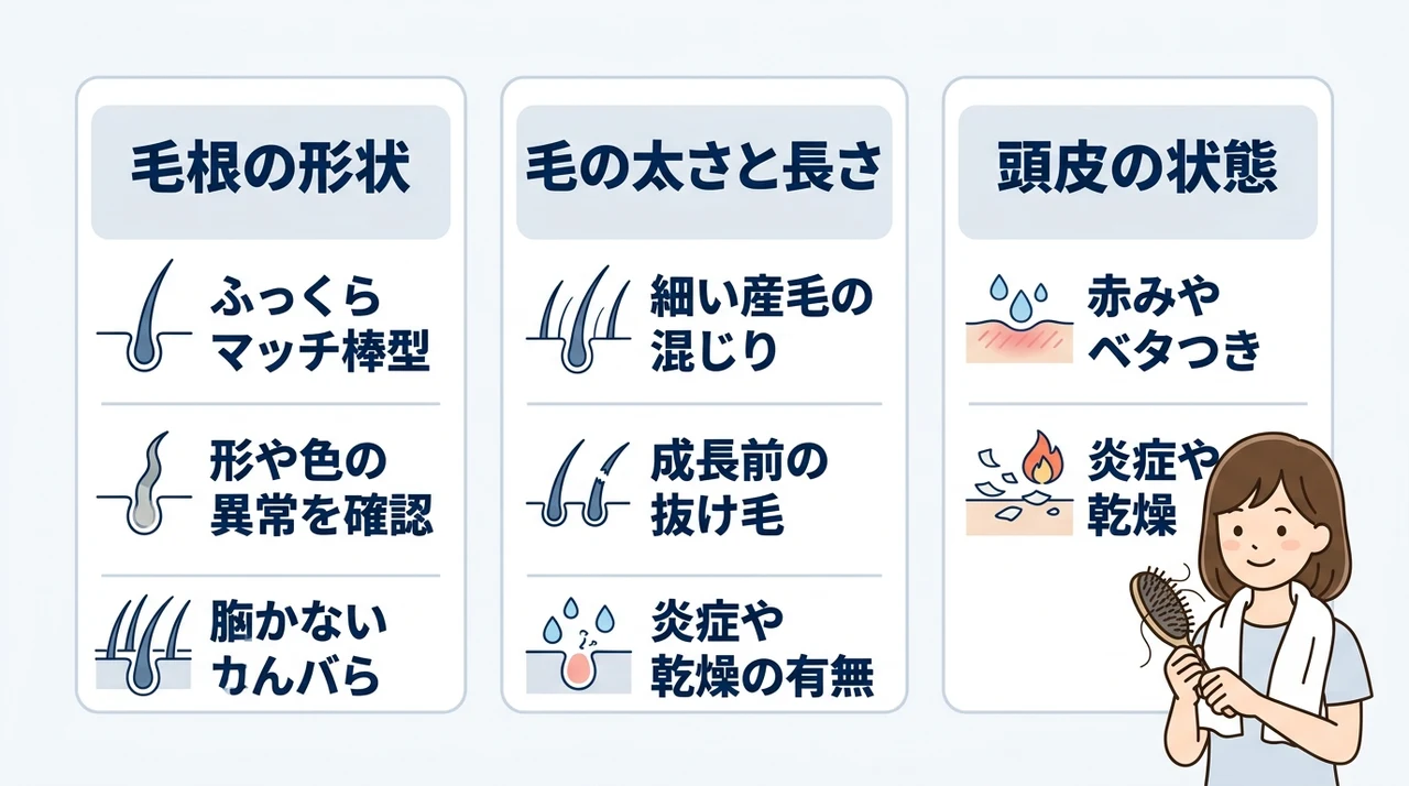 抜け毛の異常を判断する3つのセルフチェック