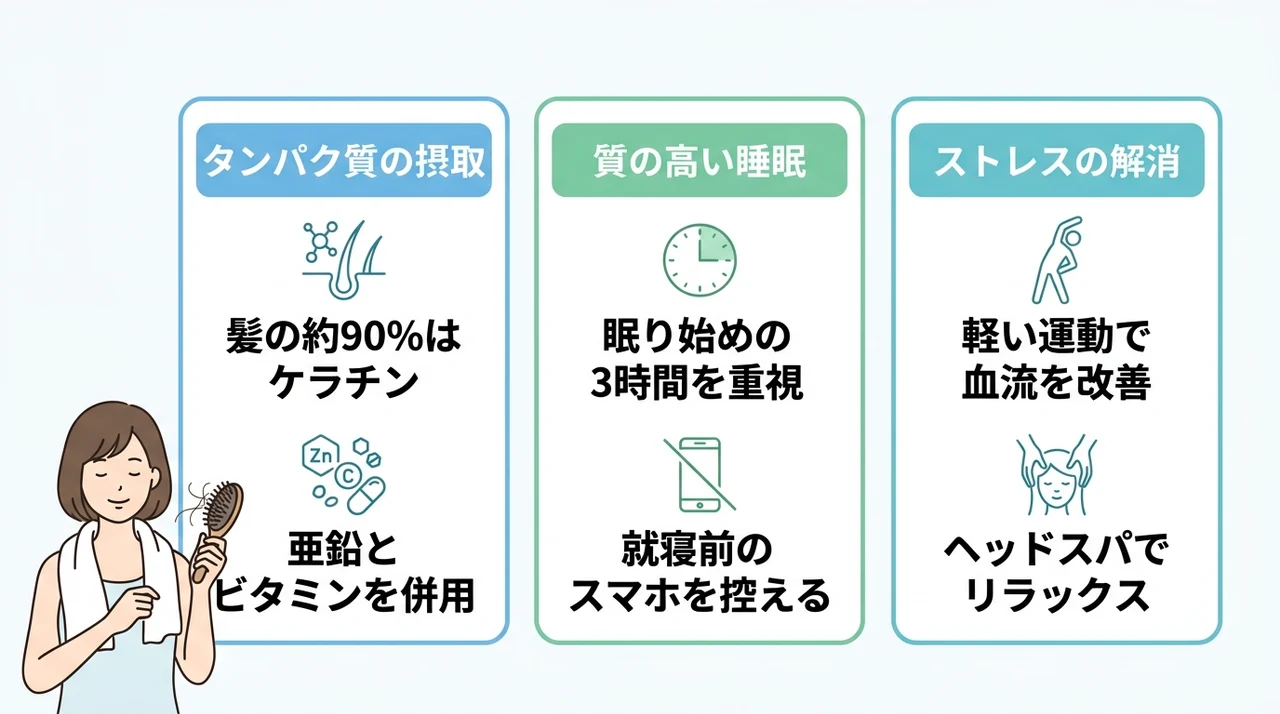 毎日できる抜け毛予防に効果的な生活習慣