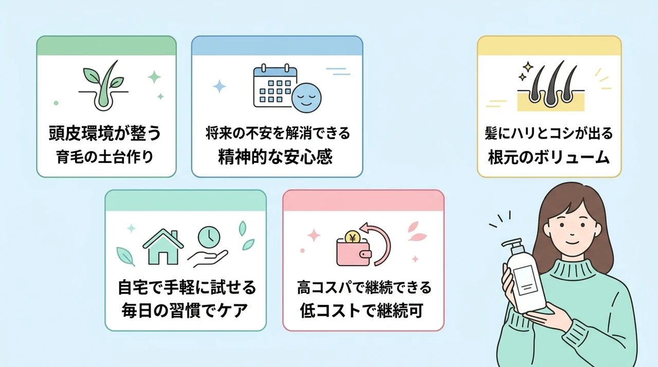 シャンプーによる抜け毛対策のメリット5つ