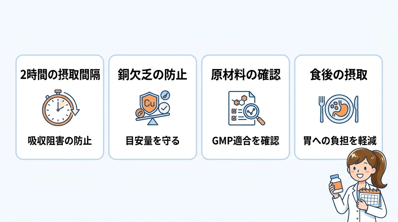 亜鉛と鉄分サプリの併用で注意すべき副作用とタイミング