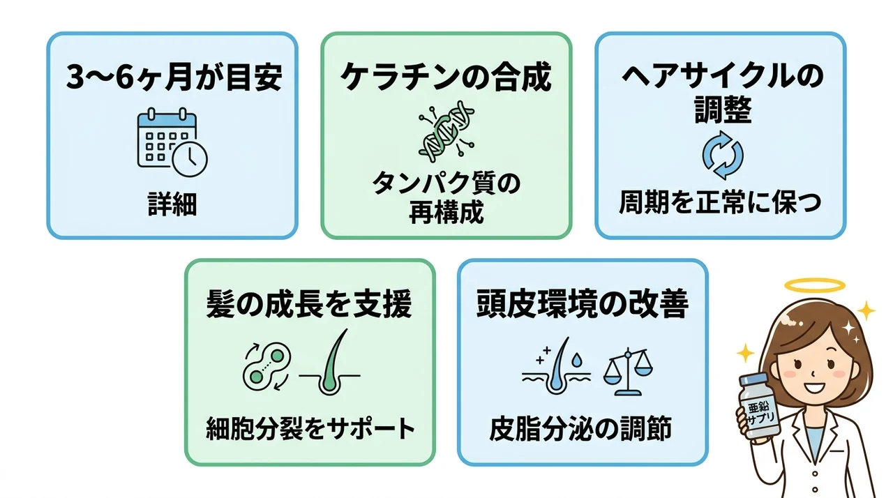 抜け毛で亜鉛サプリ飲み始めてから効果が出る期間