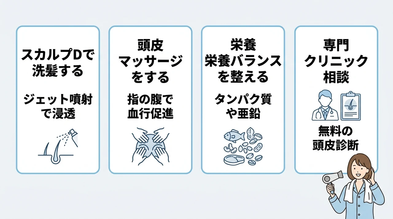 ドライヤー以外の抜け毛対策に有効なケア習慣4つ