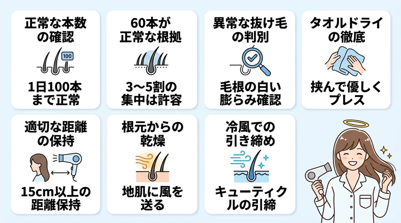 毎日のドライヤーの抜け毛を60本から減らす乾かし方