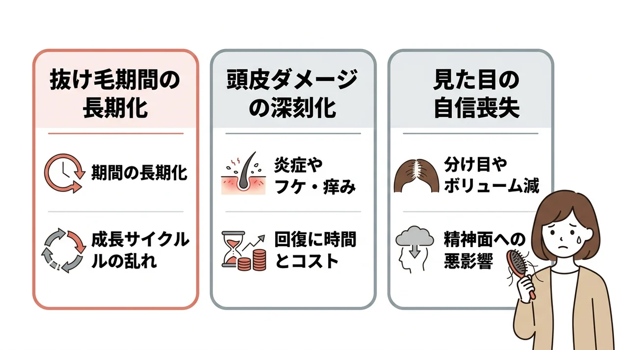止まらない抜け毛を放置するデメリット3選