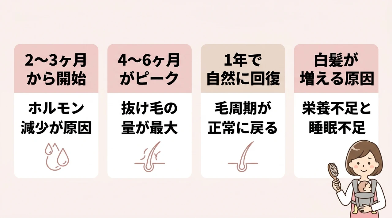 産後の抜け毛はいつからいつまで？ピークや乗り越え方を解説