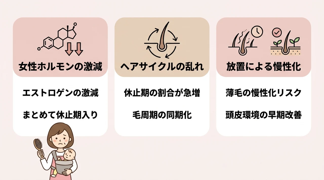 なぜ抜ける？産後のホルモン変化と放置するリスク