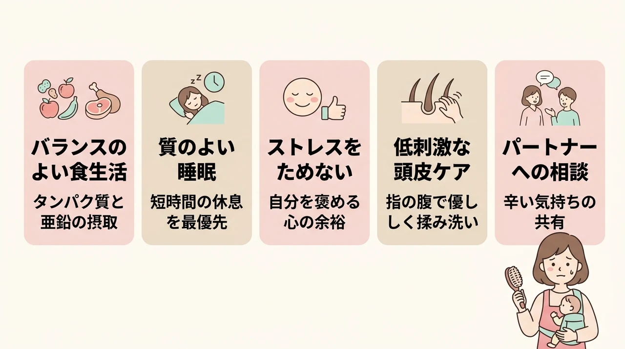 産後の抜け毛を乗り越える5つのセルフケア