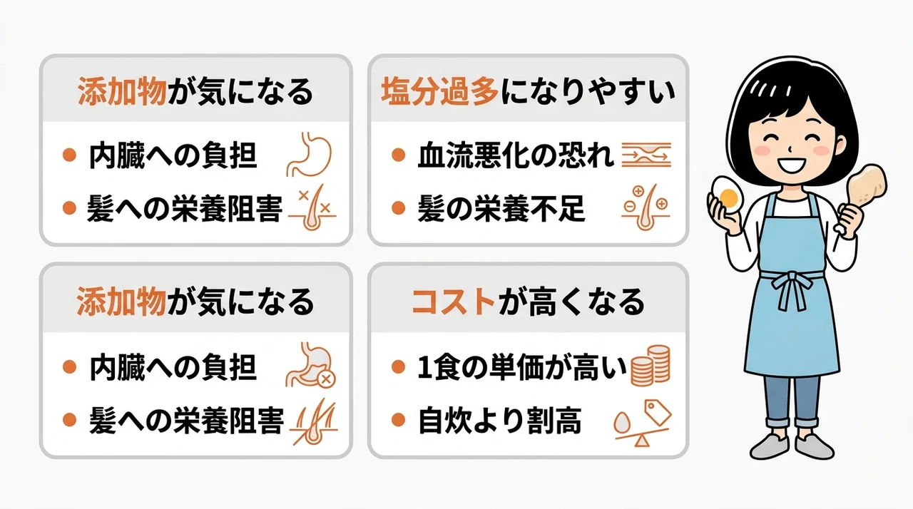 コンビニ食を活用する際のデメリット