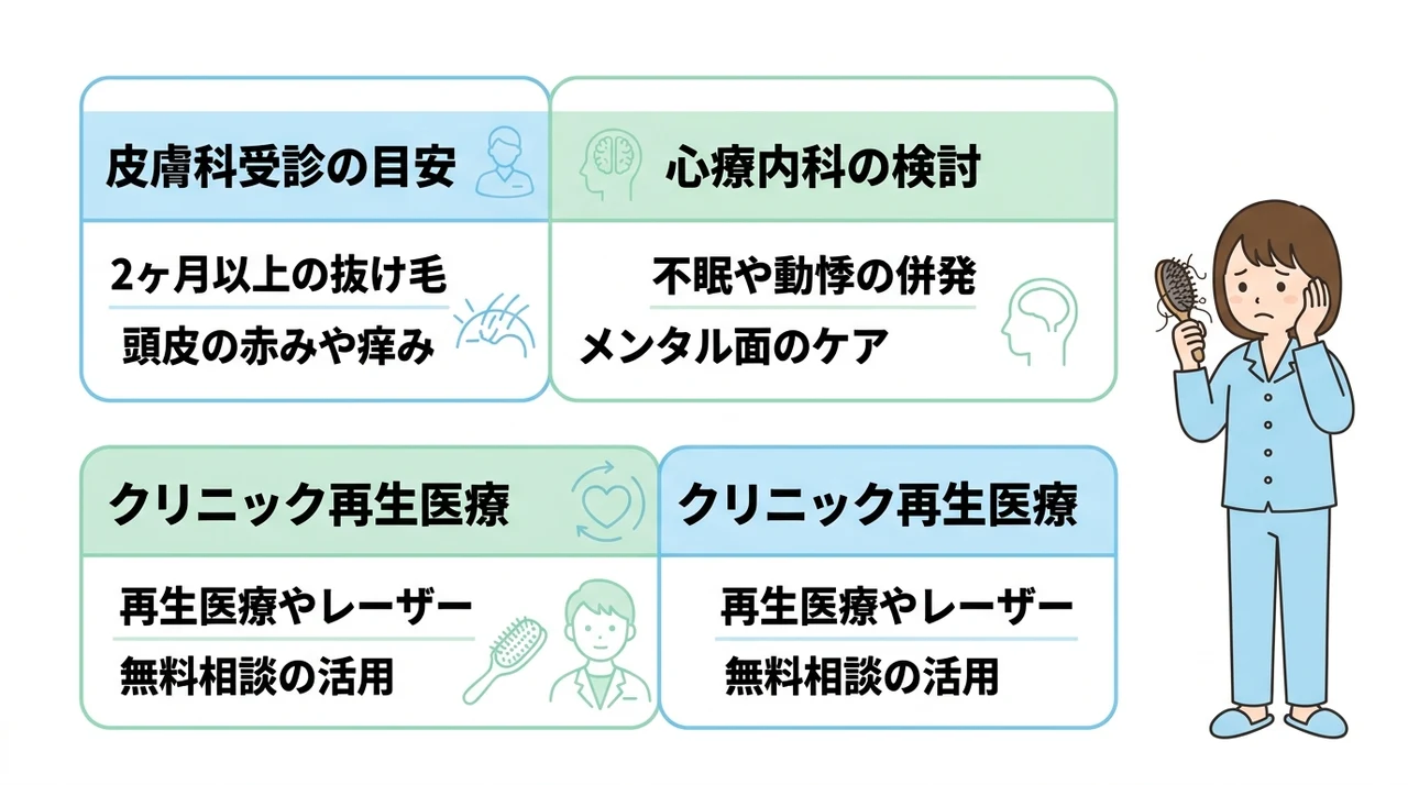 ストレス抜け毛で病院を受診するタイミングと判断基準