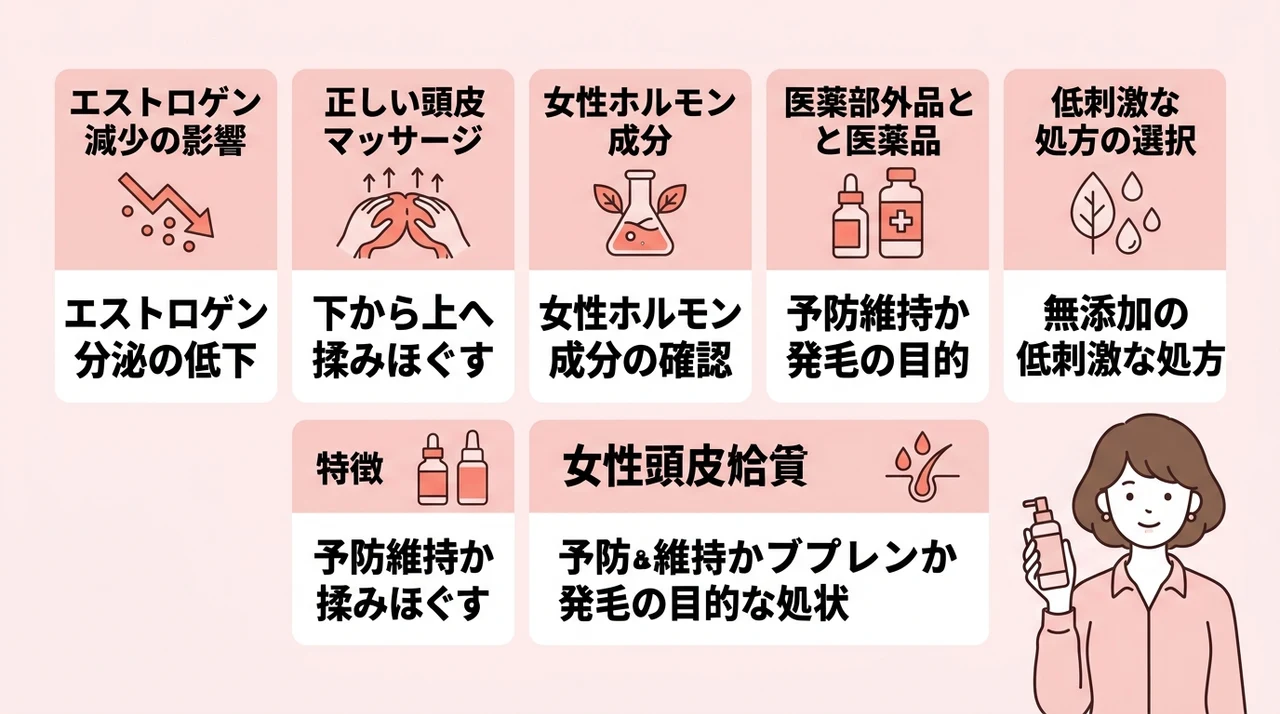 更年期抜け毛の対策と育毛剤の選び方