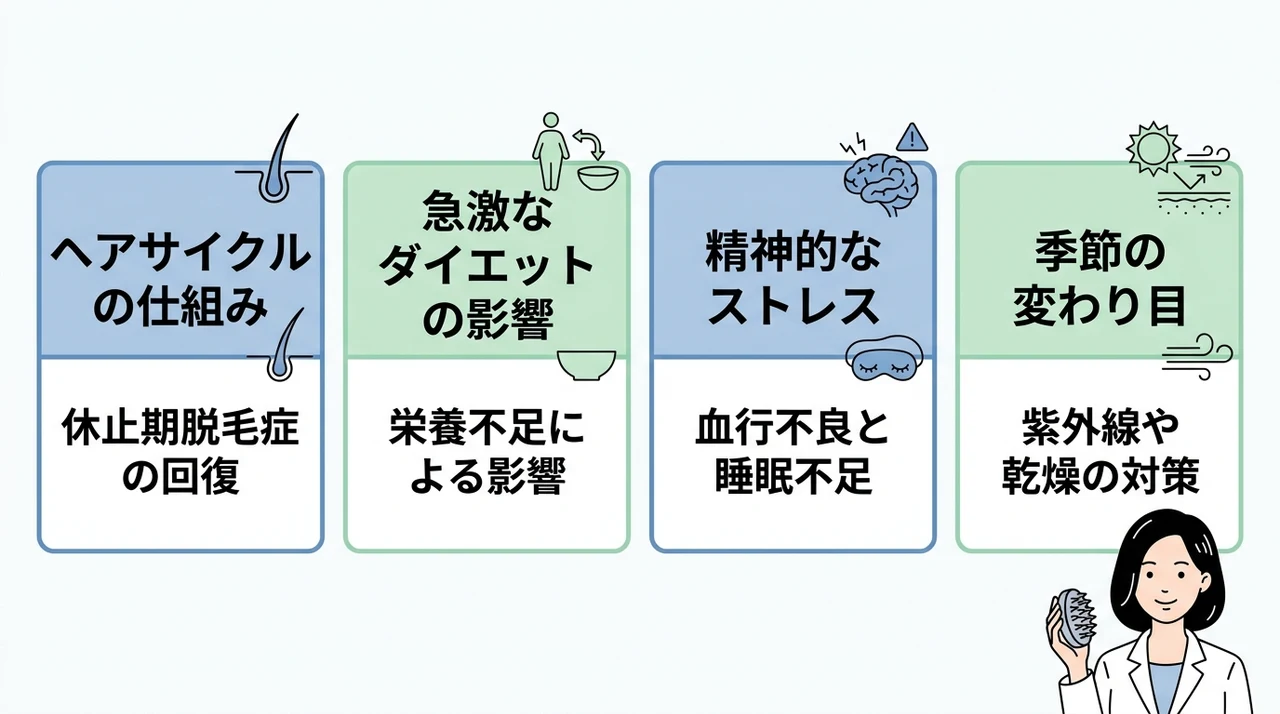 1週間で抜け毛を止める即効性のある方法と急に増えた原因