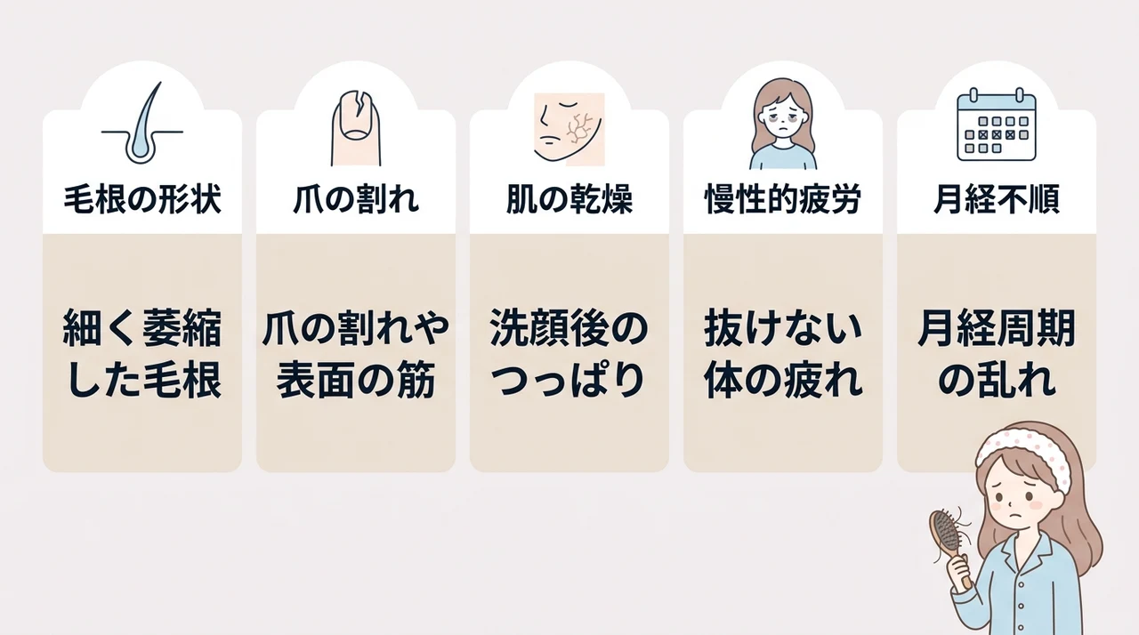 抜け毛を招く栄養不足のサインを確認する5つの項目