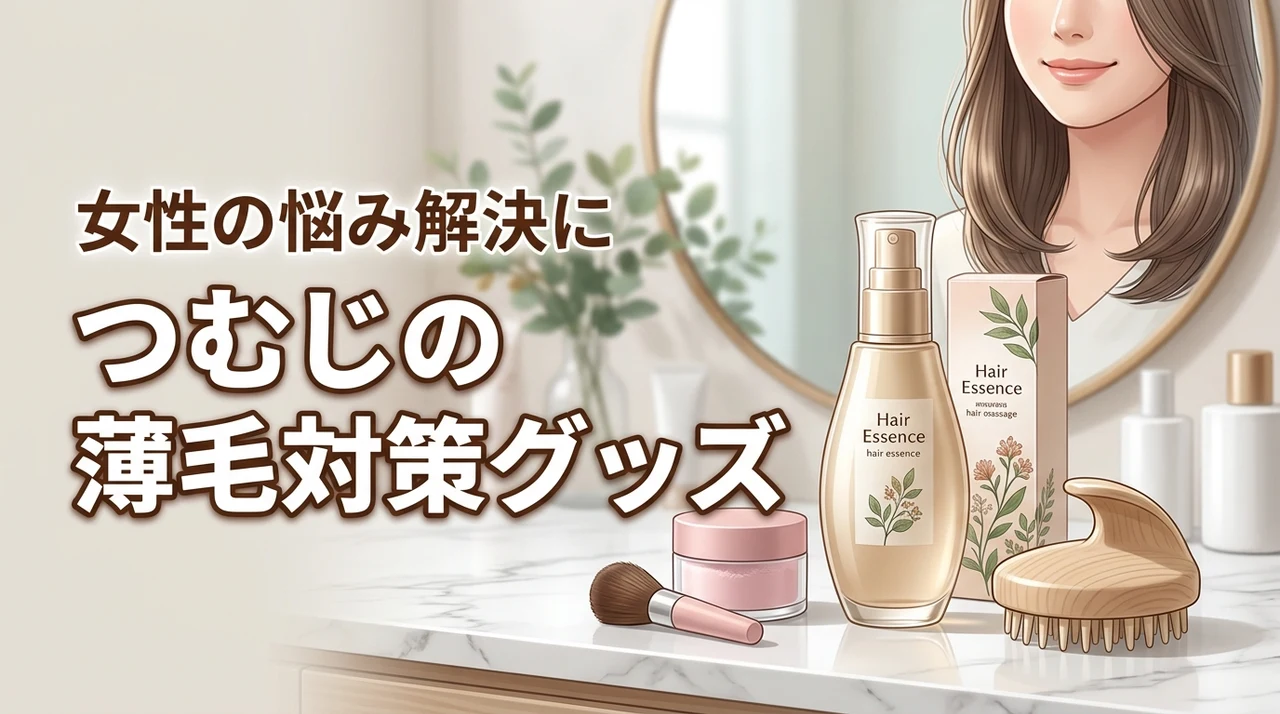 つむじの薄毛が気になる女性におすすめの対策グッズ(記事のアイキャッチ画像)