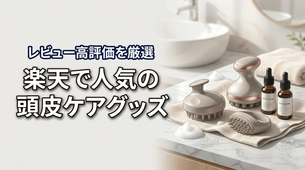 楽天レビューで選ぶ頭皮ケアグッズおすすめ（記事のアイキャッチ画像）