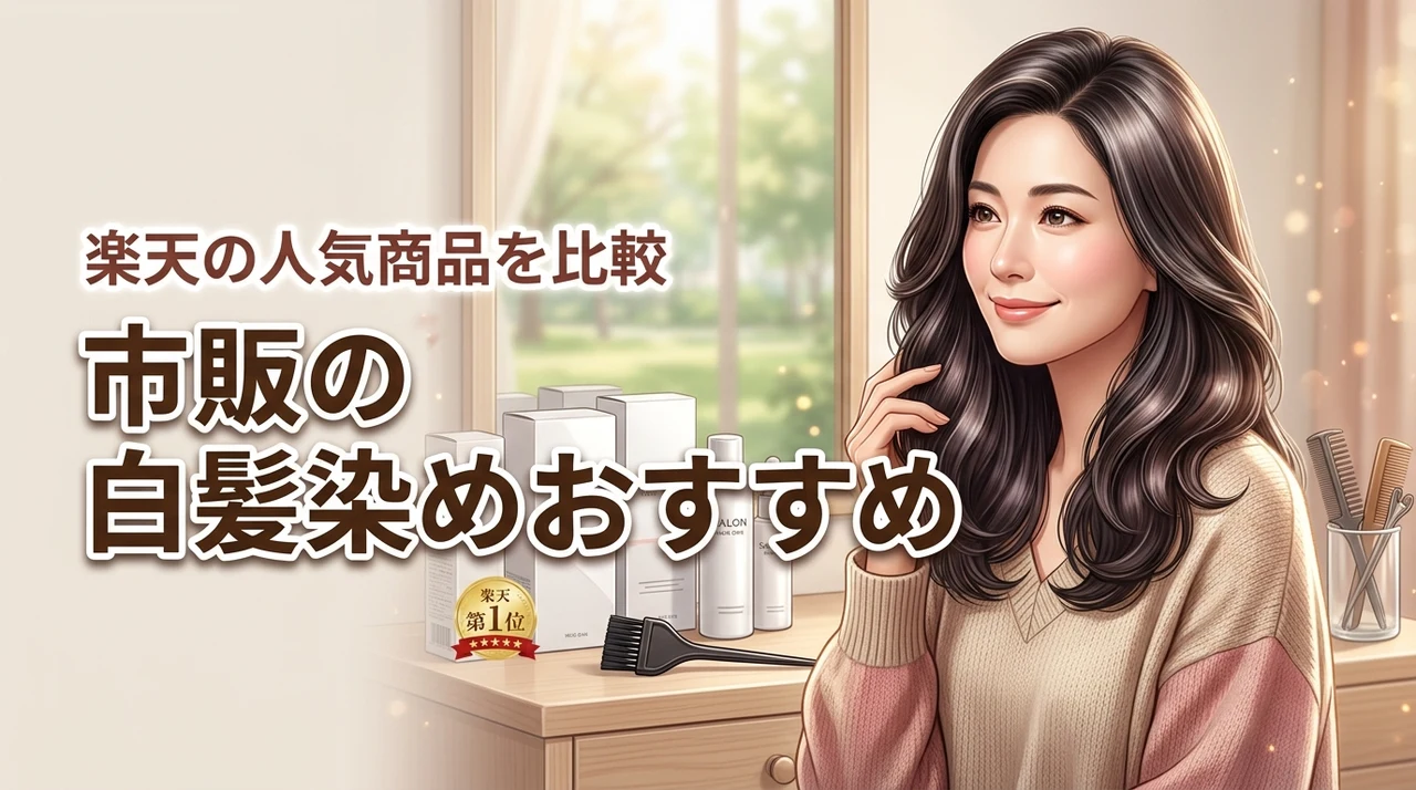 市販の白髪染めおすすめ楽天で買える人気商品を比較（記事のアイキャッチ画像）