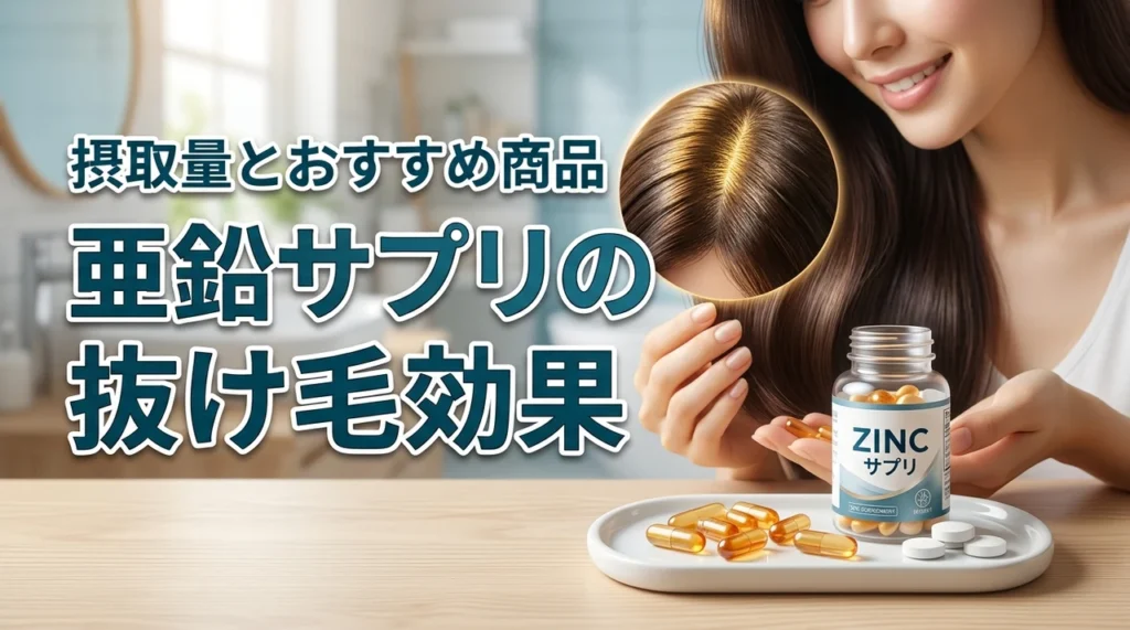 亜鉛サプリは抜け毛に効果的？摂取量とおすすめ商品（記事のアイキャッチ画像）